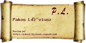 Pakos Líviusz névjegykártya